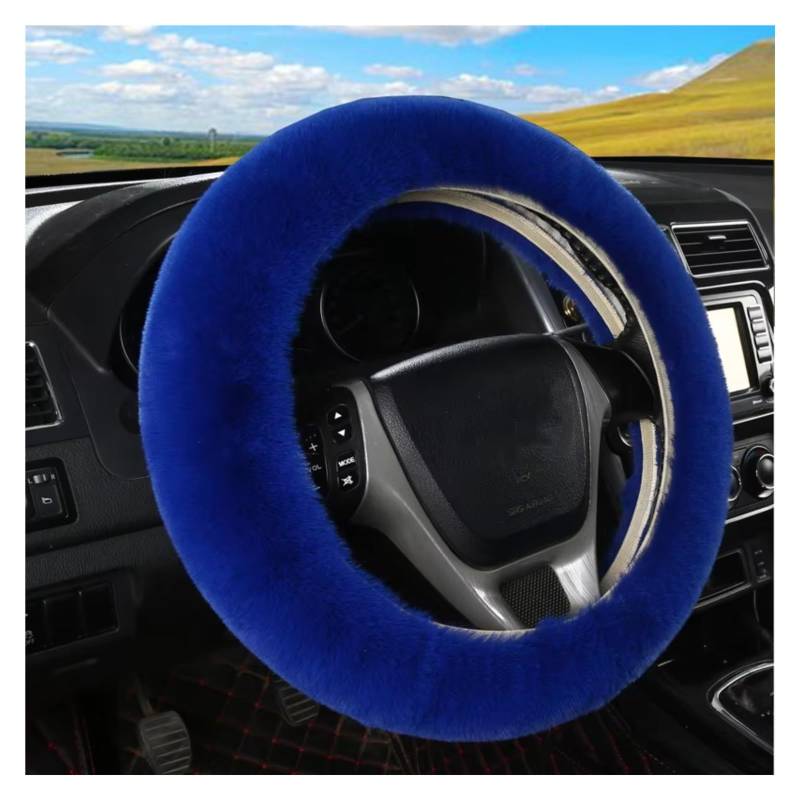 Lenkradschutz Universal 36-39cm Auto Lenkradbezug Winter Flauschige Haarabdeckung Für Lenkrad Heizung Hände Auto Lenkung Wrap Lenkradschoner(Blue) von BOHHO
