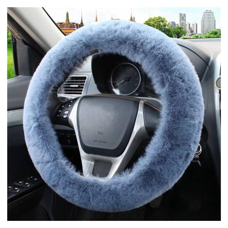 Lenkradschutz Universal 36-39cm Auto Lenkradbezug Winter Flauschige Haarabdeckung Für Lenkrad Heizung Hände Auto Lenkung Wrap Lenkradschoner(Gray) von BOHHO