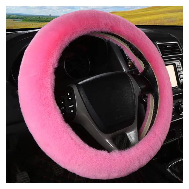 Lenkradschutz Universal 36-39cm Auto Lenkradbezug Winter Flauschige Haarabdeckung Für Lenkrad Heizung Hände Auto Lenkung Wrap Lenkradschoner(Rink) von BOHHO