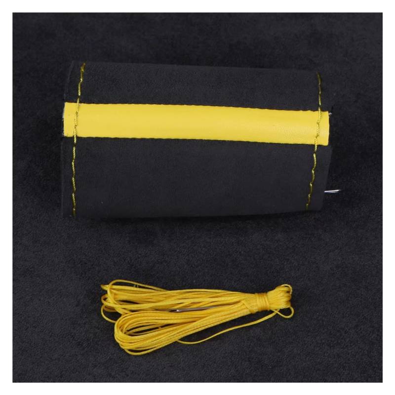 Lenkradschutz Universal Für Auto-Lenkrad Wildleder-Lenkradabdeckung DIY-Handnähen Weiches Leder Flechtabdeckung Lenkradschoner(Yellow Thread) von BOHHO