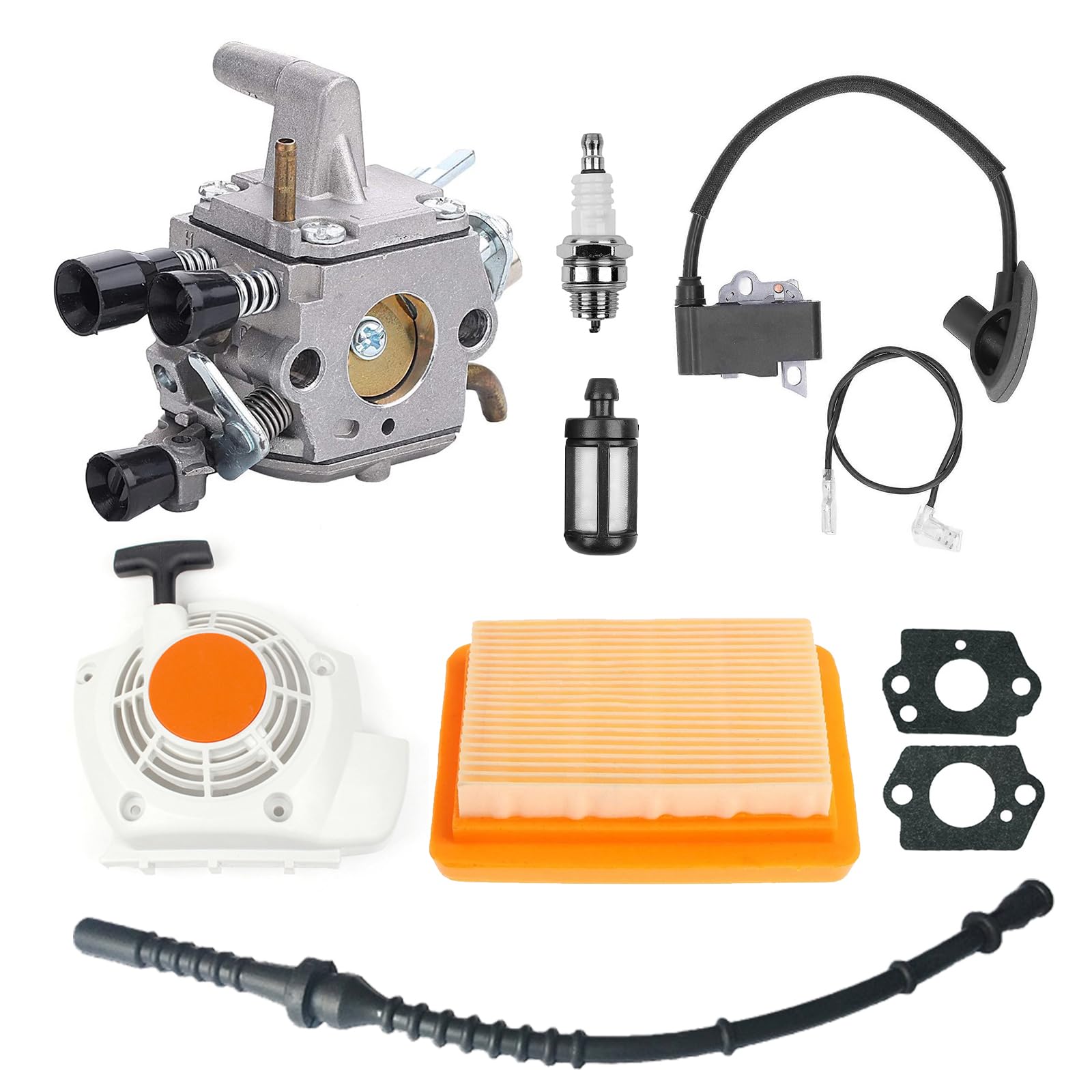 Vergaser Kit für Stihl FS120 FS200 FS250 FS300 FS350, mit Recoil Starter 41340802101 Vergaser 41341200603 Zündspule Zündkerze Kraftstoffleitung Kraftstofffilter Kraftstoffschlauch Vergaser Kit für Stihl FS120 FS200 FS250 FS300 FS350, mit Recoil Starter 41340802101 Vergaser 41341200603 Zündspule Zündkerze Kraftstoffleitung Kraftstofffilter Kraftstoffschlauch von BONJUME