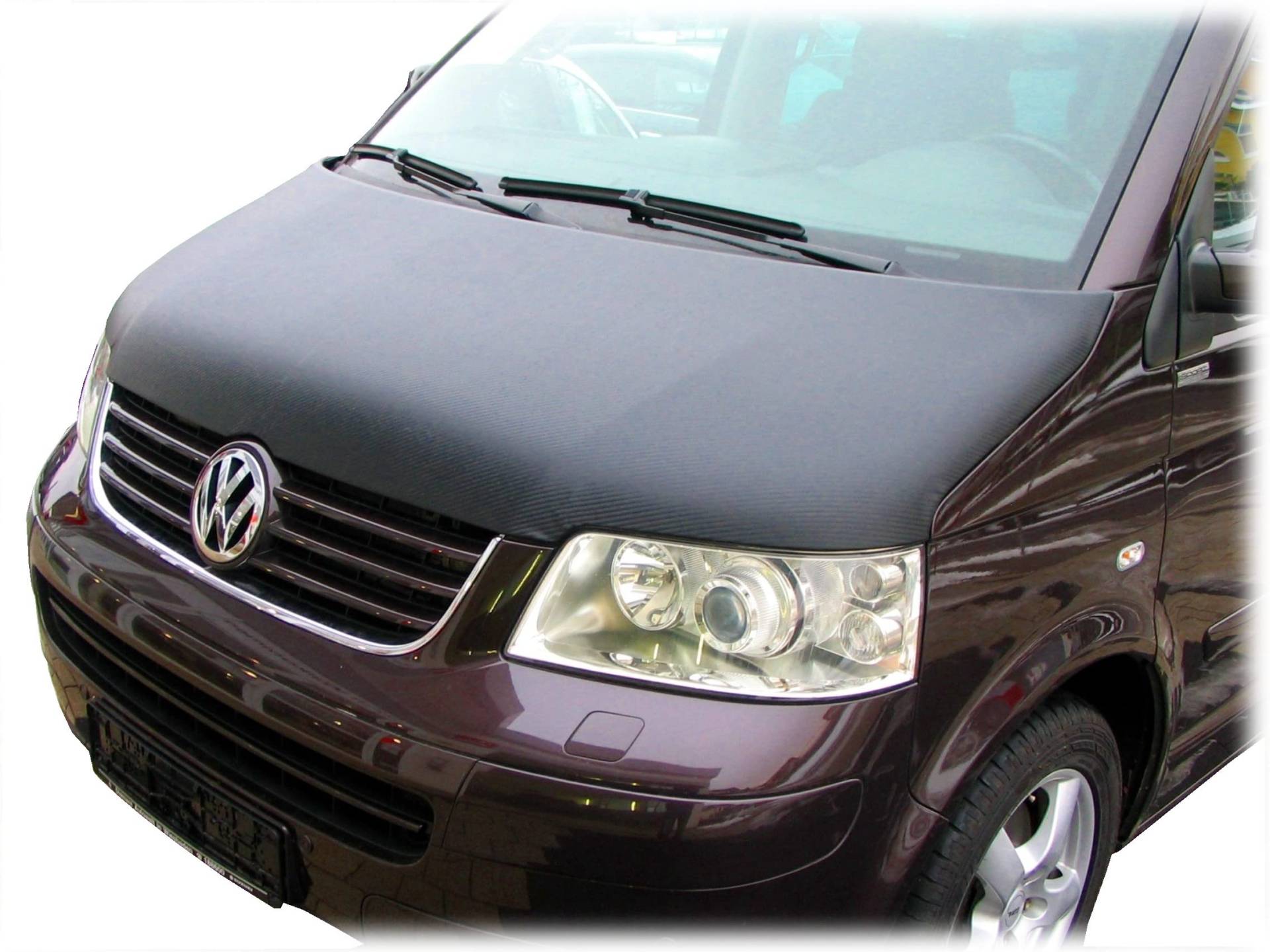 AB3-00130 Carbon Optik Vollbra Bonnet BRA für die ganze Motorhaube kompatibel mit VW T5 Bj. 2009-2015 Haubenbra Steinschlagschutz Tuning Bonnet Bra von AUTO-BRA