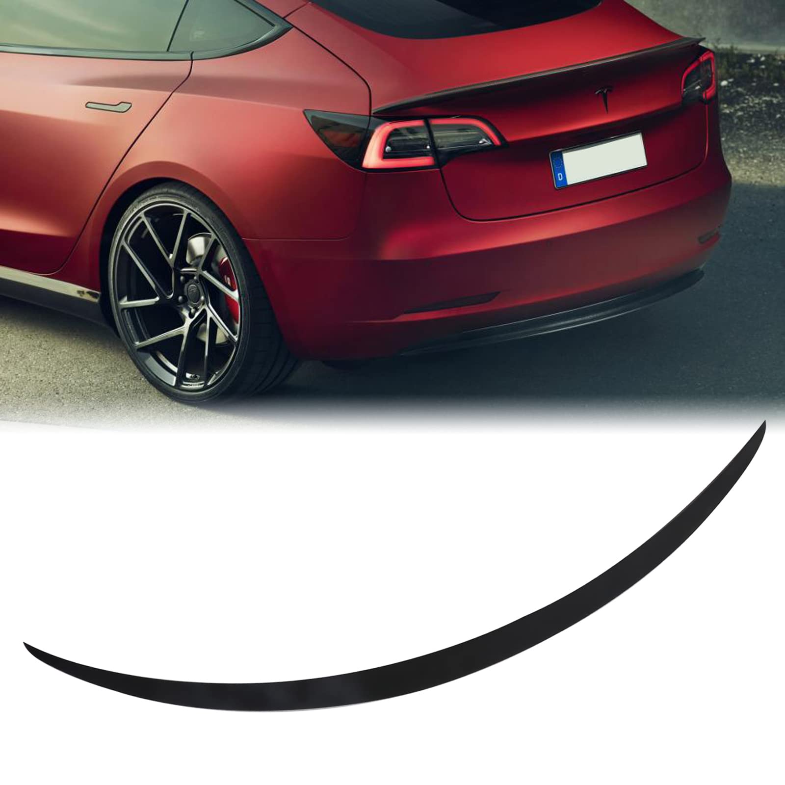 BONRYAN Neu Tesla Model 3 Spoiler OEM-Stil Heckspoiler Flügel Lip für 2018 2019 2020 2021 2022 2023 Tesla Model 3 Zubehör(Matte Schwarz) von BONRYAN