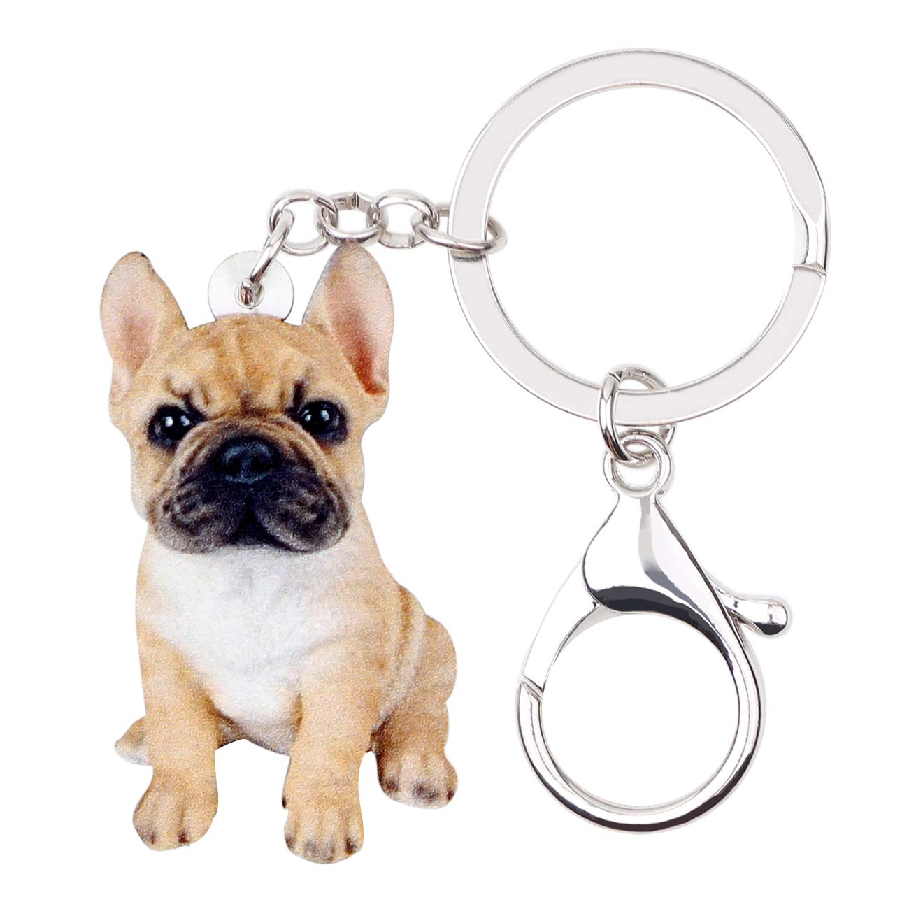 BONSNY Acryl Französisch Bulldogge Schlüsselanhänger Schlüsselanhänger Auto Geldbeutel Taschen Haustiere Liebhaber Reize Geschenke (Braun) von BONSNY