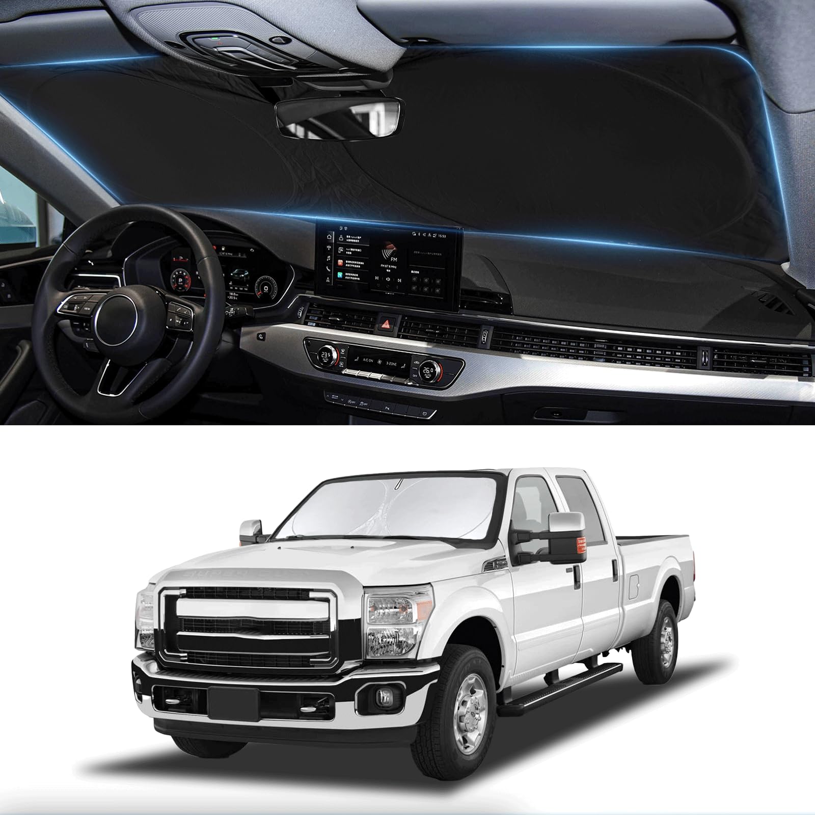 Sonnenschutz für Ford F250 Windschutzscheiben-Sonnenschutz für Ford Super Duty F350 F450 F550 2008-2015 2016 F-450 F-550 2-Türer 4-Türer Pickup LKW-Zubehör Frontscheiben-Abdeckung Reflektor Sonnenschutz für Ford F250 Windschutzscheiben-Sonnenschutz für Ford Super Duty F350 F450 F550 2008-2015 2016 F-450 F-550 2-Türer 4-Türer Pickup LKW-Zubehör Frontscheiben-Abdeckung Reflektor von BOODANCARS