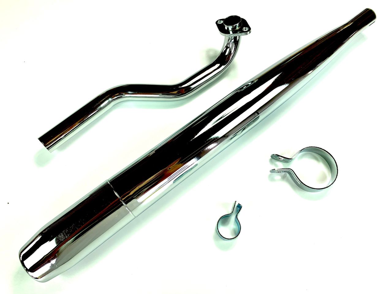 SET Auspuff chrom und 28mm Krümmer P3 Flansch mit 2 Schellen für Hercules Pri... SET Auspuff chrom und 28mm Krümmer P3 Flansch mit 2 Schellen für Hercules Pri... von BOOL-tec