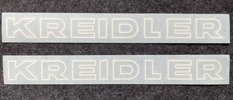 Set 2 x Kreidler Flory MF Trittbrett Aufkleber weiß Schriftzug von BOOL-tec