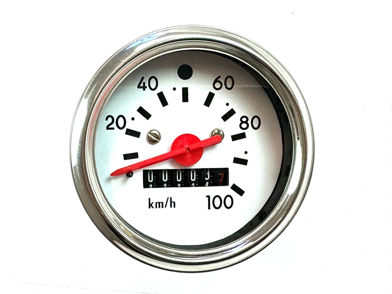 Tacho groß 60mm VDO Anschluß Tachometer 100km/h Moped Mokick Simson weiß chrom Tacho groß 60mm VDO Anschluß Tachometer 100km/h Moped Mokick Simson weiß chrom von BOOL-tec