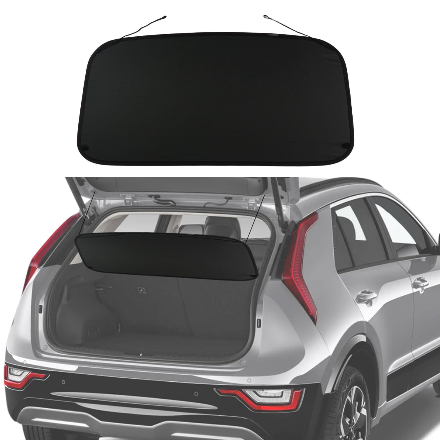 BOPARAUTO Cargo Cover für 2023 2024 Kia NIRO Zubehör & NIRO Hybrid-Zubehör 2023 2024 (Nicht für EV & PHEV) Hintere Schwarze Kofferraumabdeckung Gepäck-Sicherheitsabdeckung von BOPARAUTO