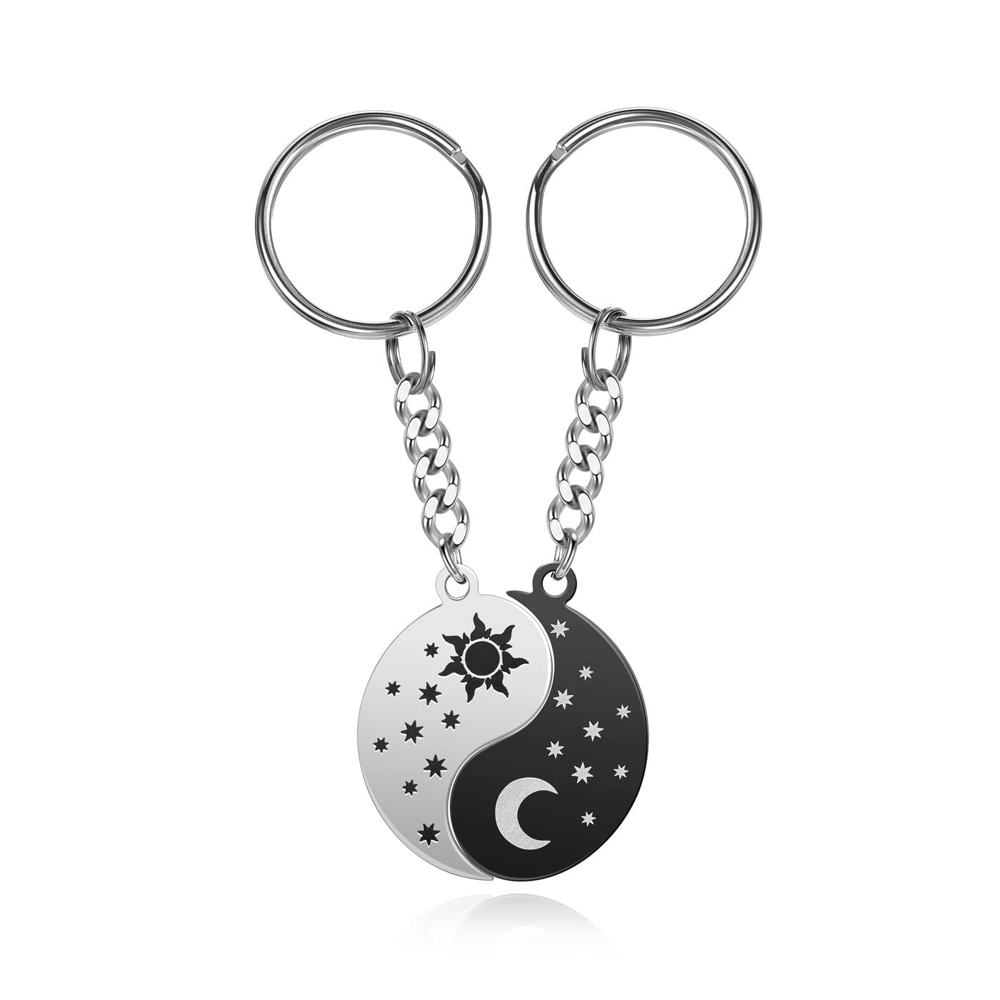 BOPREINA 2 stücke Personalisierte Yin Yang Paar Schlüsselanhänger Runde Passende Tasche Schlüssel Anhänger Beziehung Schlüsselanhänger Geschenk für Frauen Männer, Mehrfarbig BOPREINA 2 stücke Personalisierte Yin Yang Paar Schlüsselanhänger Runde Passende Tasche Schlüssel Anhänger Beziehung Schlüsselanhänger Geschenk für Frauen Männer, Mehrfarbig von BOPREINA