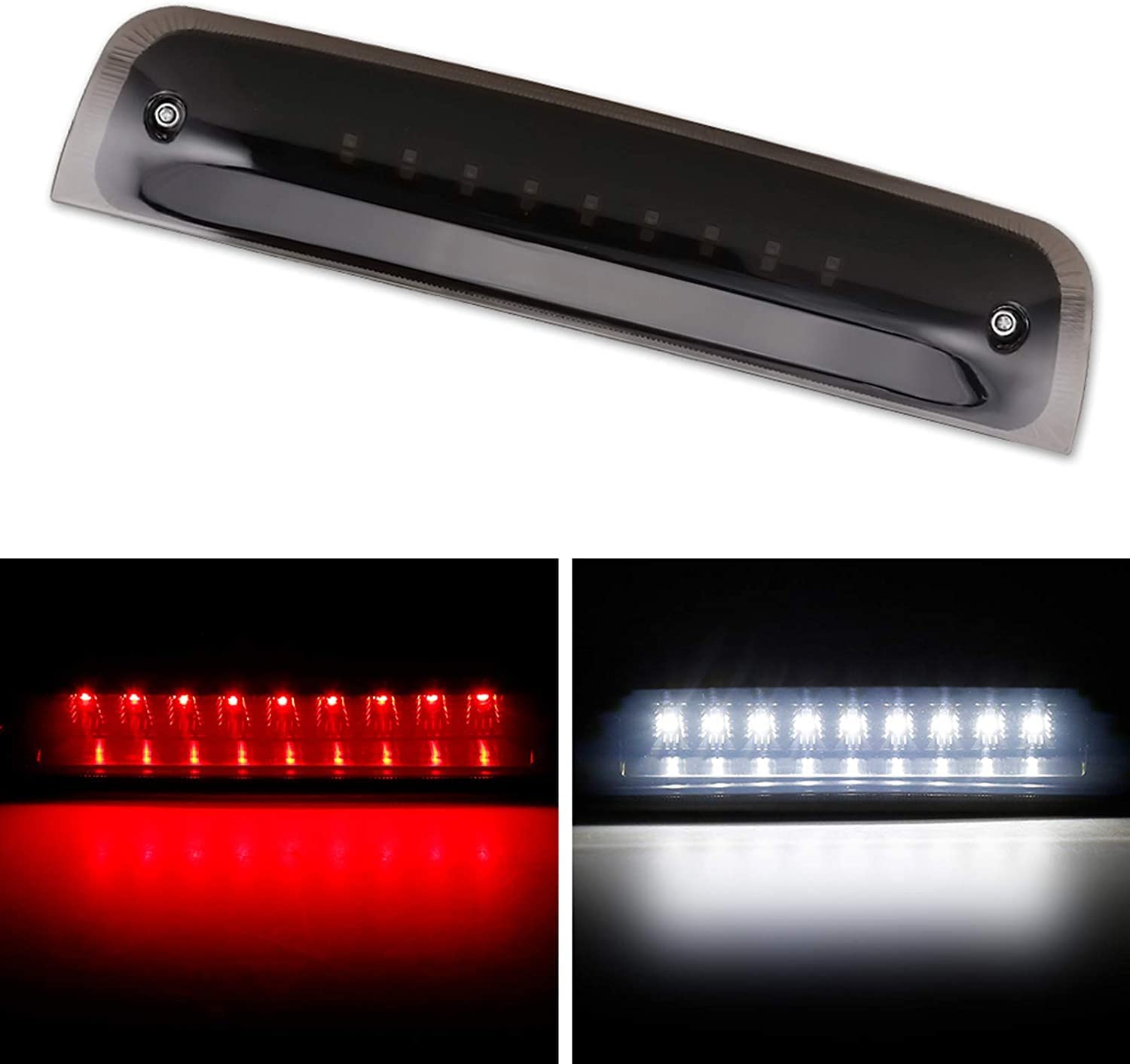 BORDAN Für Dodge Ram dritte Bremslicht-Bremsleuchte, kompatibel mit Dodge Ram 1500 2010–2017, Dodge Ram 2500 3500, weiße und rote LED-Bremsrücklicht, Rauchglas BORDAN Für Dodge Ram dritte Bremslicht-Bremsleuchte, kompatibel mit Dodge Ram 1500 2010–2017, Dodge Ram 2500 3500, weiße und rote LED-Bremsrücklicht, Rauchglas von BORDAN
