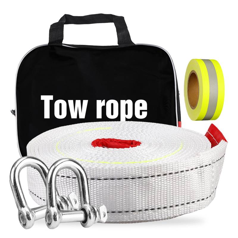 Abschleppseil Auto,9 Meter 10 Tonnen Abschleppgurt Mit 2 Haken Und Aufbewahrungstasche,Bergegurt Für Auto,Abschleppseil PKW,Abschleppseil Nylon Für LKW,PKW,Offroad,Auto von BORDEAG