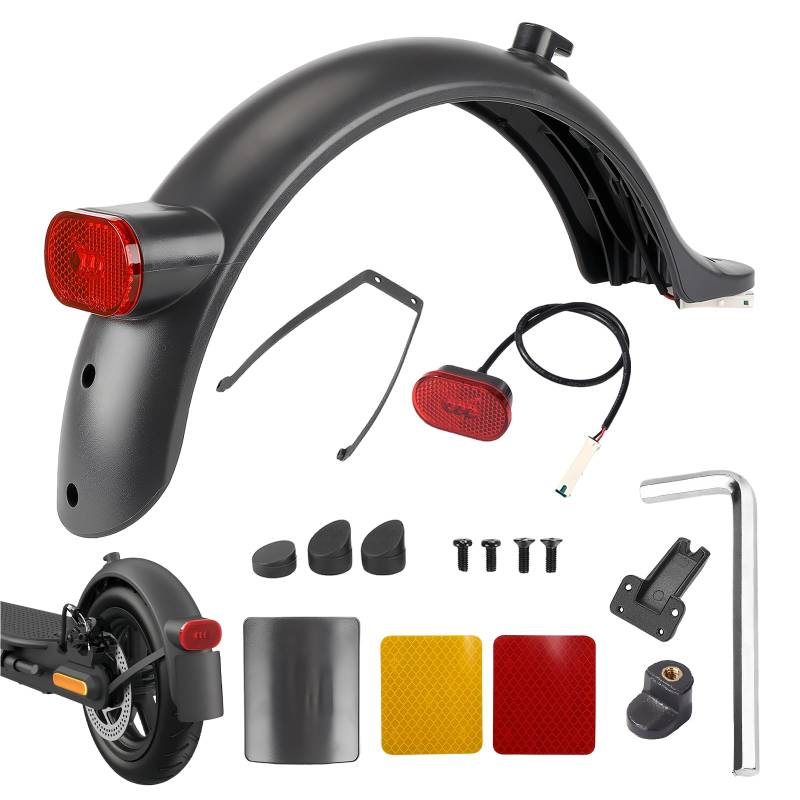 Elektroroller Hinterer Kotflügel,Scooter Schutzblech Hinten Mit SchraubenNElektroroller Kotflügel Ersatzset Für Xiaomi M365, S1,Pro, Pro2,Mit LED Rücklicht Und leerem Nummernschild,Robust Und Sicher von BORDEAG