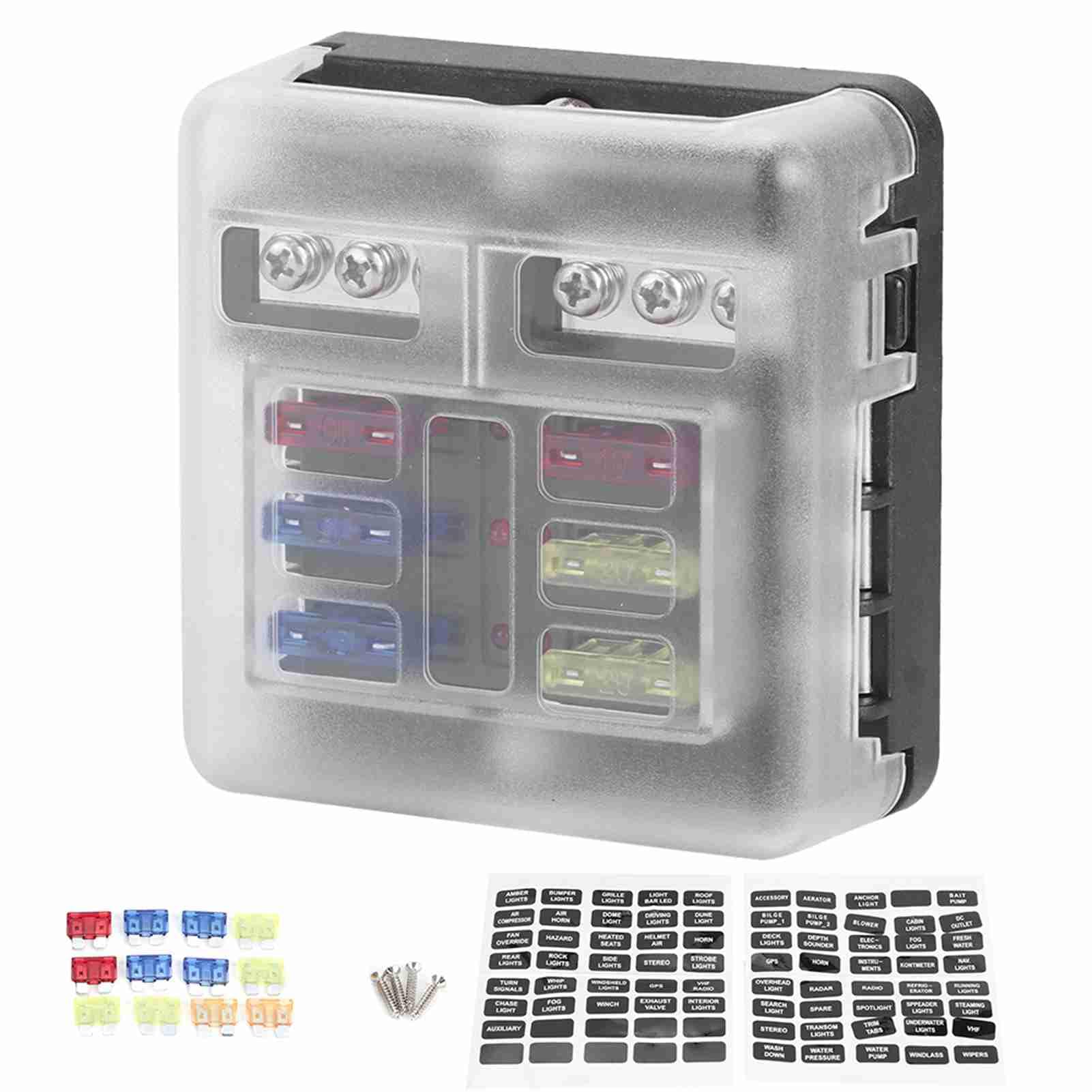 6 -Wege -Halterbox, 12-36 V Weitspannungsbereich, eingebaute negative LED -Indikator, Universalauto, Marine, Wohnmobil und Eigenheigerzubehör 6 -Wege -Halterbox, 12-36 V Weitspannungsbereich, eingebaute negative LED -Indikator, Universalauto, Marine, Wohnmobil und Eigenheigerzubehör von BORDSTRACT