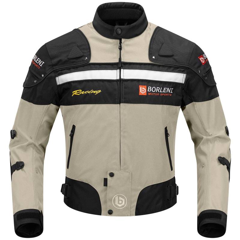 BORLENI Motorradjacke Herren 4 Saison Motorrad Jacke Textiljacke Winddicht mit Herausnehmbarem Liner Protektoren Protektor Jacke Roller Biker Touren Männer Damen Braun L von BORLENI