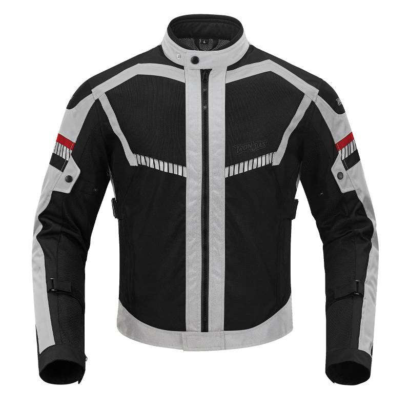BORLENI Motorradjacke Sommer Herren Motorrad jacken Atmungsaktiver Panzerschutz Hochglanz Reflektierend Grau XXL von BORLENI