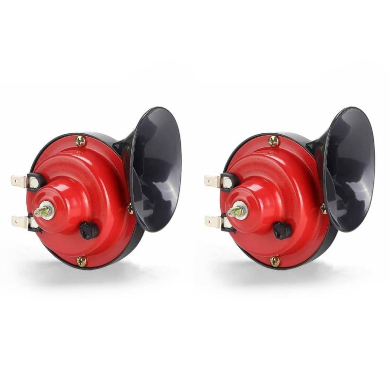 2 Stücke Auto Fahrzeug Auto Hupe, 12 V 300 dB Universal Motorrad Auto Hupen Lautes Kit, Super Lautes Zughorn Lufthörner Raging Sound Elektrisches Schneckenhorn Für Auto Motorrad Fahrräder LKW und Boot von BOROCO