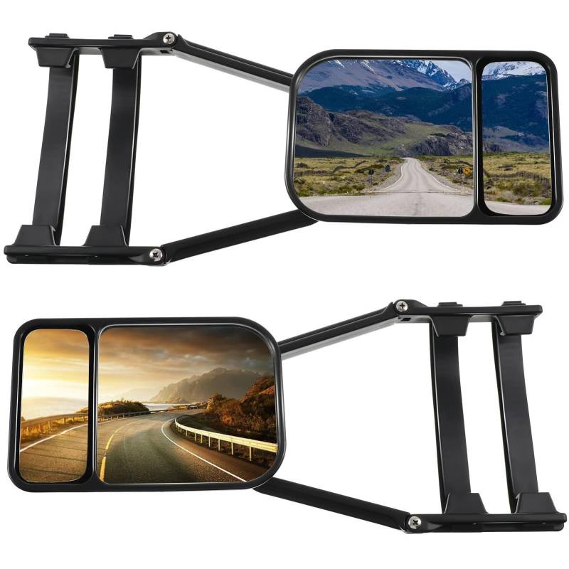 BOROCO Wohnwagen Spiegel Auto, 2 Stück Universal Zusatzspiegel 185x120mm, 360° Verstellbare Tote Winkel Spiegel, alle gängigen Fahrzeugtypen von BOROCO
