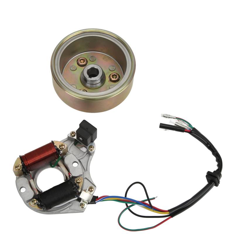 Magneto Schwungrad Statorplatte, BOROCO Magneto Stator Schwungrad Rotor Kit für 110CC 125CC Motor PIT PRO PIT Bike Trail Dirt Bike von BOROCO