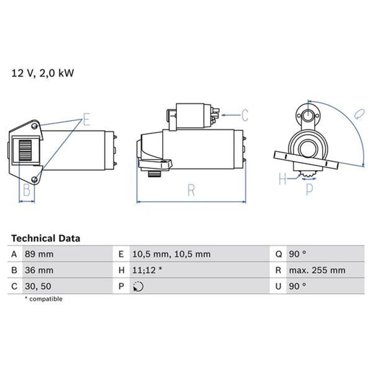 Bosch Anlasser Citroen Jumper Fiat Ducato Ford Land Rover Peugeot von BOSCH