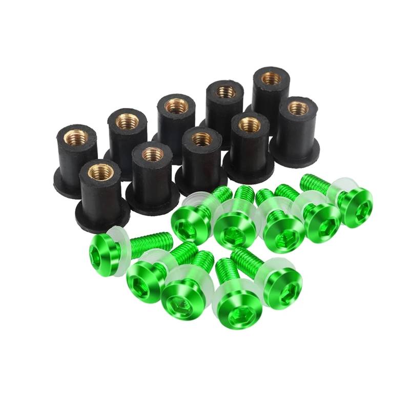 Motorrad Schrauben Set Für B-MW F650 F700 F750 F800 F850 R1200 R1250GS G650GS 10 STÜCKE Motorrad Windschutzscheibe Windschutzscheibe Verkleidung Bolzen Schraube Kit Gut Muttern M5(Green) von BOSDF
