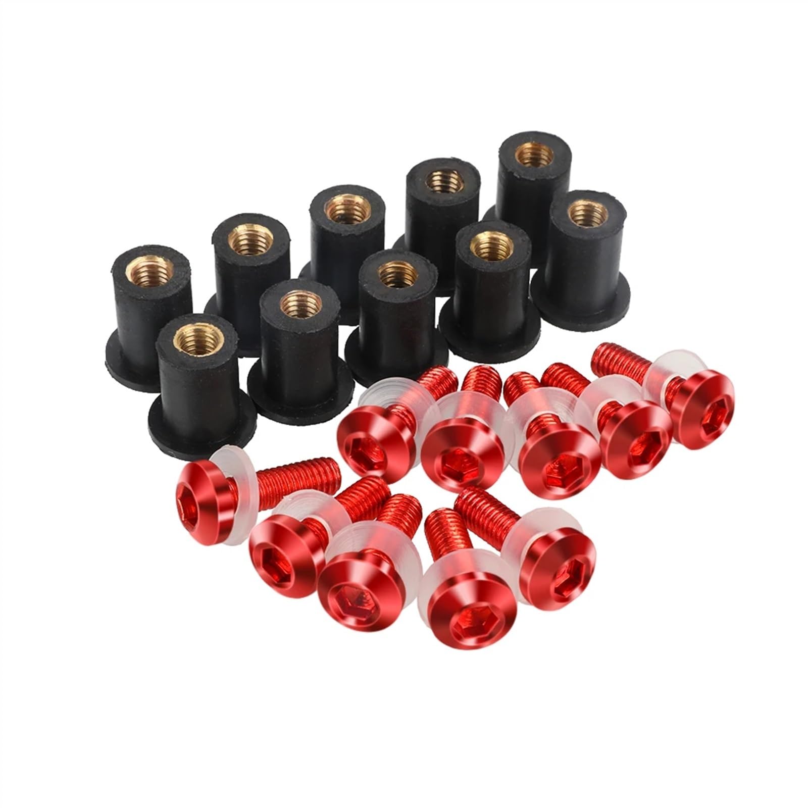 Motorrad Schrauben Set Für H-ONDA VT750 C2 Geist VT750CD Deluxe VT750DC Geist VT750RS Windschutzscheibe Verkleidung Gugel Windschutzscheibe Schrauben Schrauben Kit 5MM Muttern(Red) von BOSDF