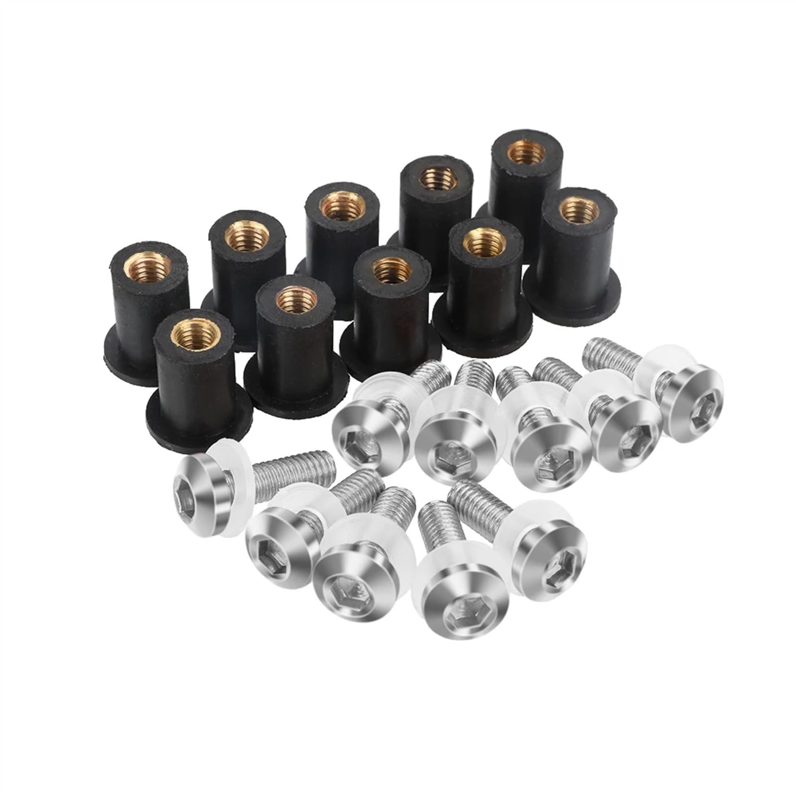 Motorrad Schrauben Set Für H-ONDA VT750 C2 Geist VT750CD Deluxe VT750DC Geist VT750RS Windschutzscheibe Verkleidung Gugel Windschutzscheibe Schrauben Schrauben Kit 5MM Muttern(Silver) von BOSDF