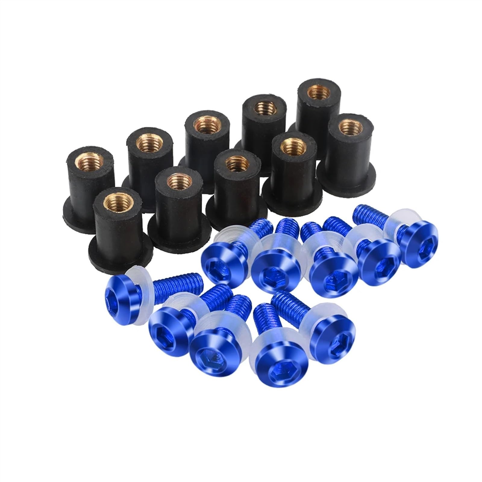 Motorrad Schrauben Set Für K-YMCO X-CITING S 400i DT X360 350 DT X360 300 Downtown 350i Windschutzscheibe Verkleidung Gugel Windschutzscheibe Schrauben Schrauben Kit 5MM Muttern(Blue) von BOSDF