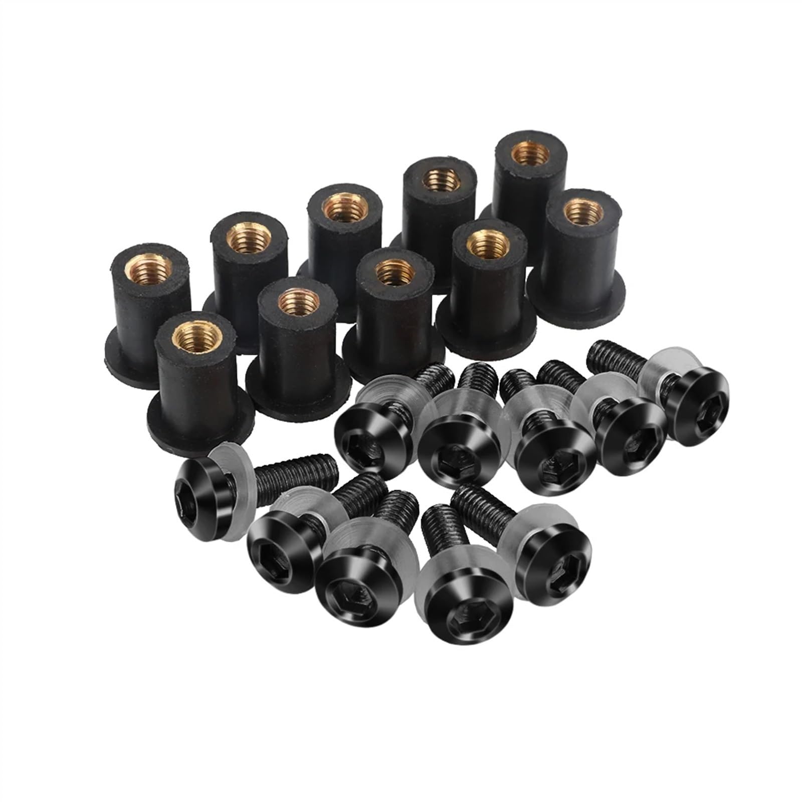 Motorrad Schrauben Set Für K-YMCO ZX 50 Xciting 250/300/300 Ri/400I/500/500 Ri VJR 125 Windschutzscheibe Verkleidung Gugel Windschutzscheibe Schrauben Bolzen Kit 5MM Muttern(Black) von BOSDF