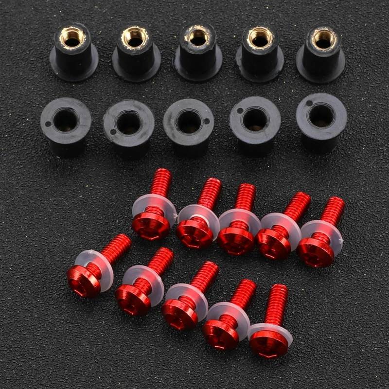 Motorrad Schrauben Set Für Y-AMAHA YZF R15 R25 R125 R1 R6 R3 R7 R1M R1S YZF600R 10 STÜCKE Verkleidung Windschutzscheibe Schraubenbolzensatz Windschutzscheibenbefestigungsmutter(Red) von BOSDF