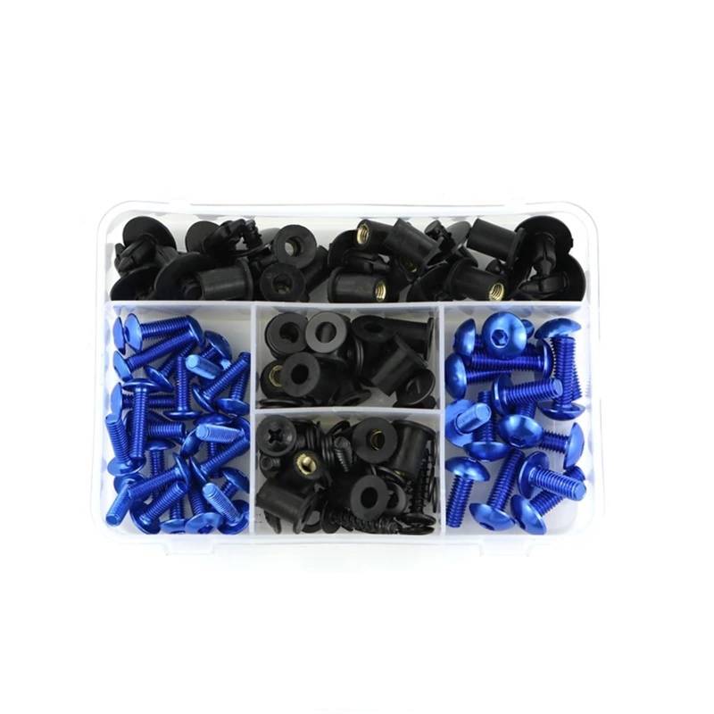 Motorrad Schrauben Set Passend für K-awasaki N-inja ZX-10R ZX10R 2008-2010 Motorradzubehör Aluminium-Verkleidungsschrauben-Kit Verkleidungsschrauben Verkleidungsclips(Blue) von BOSDF