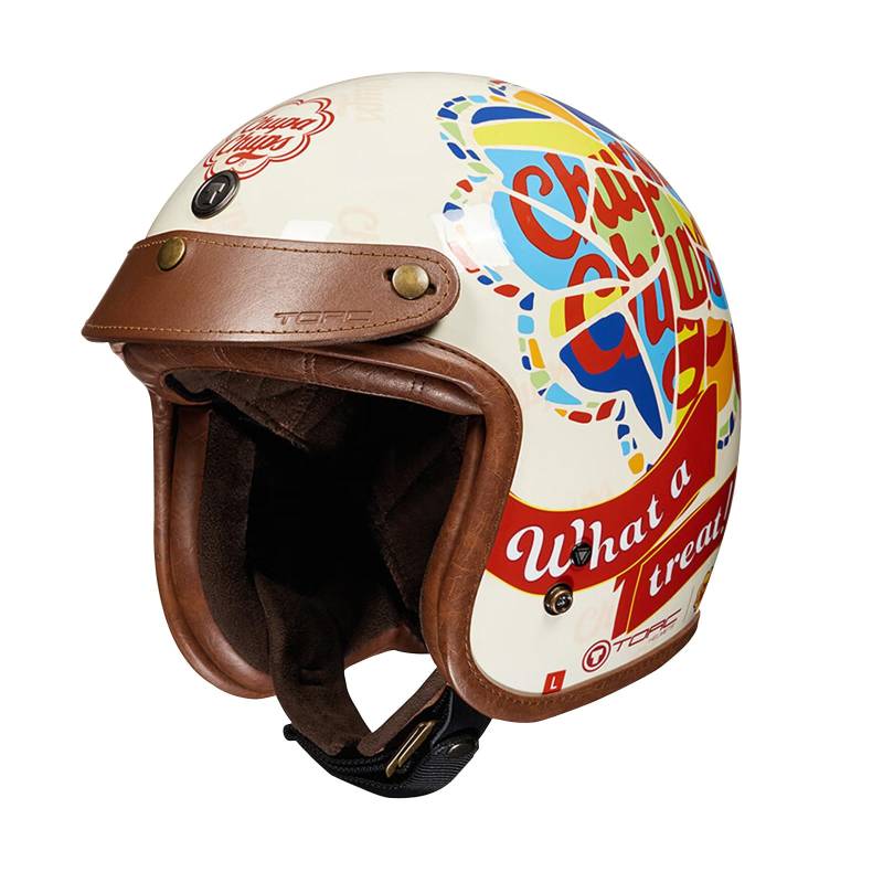BOSERMEM Retro-Motorradhelm, ECE 22.06 Zertifizierter Offener Helm. Das Futter Ist Belüftet Und Atmungsaktiv. Geeignet Für Cruiser, Roller, Scooter-Helm Und Mopeds(Beiges Puzzle, L=57-58cm) von BOSERMEM