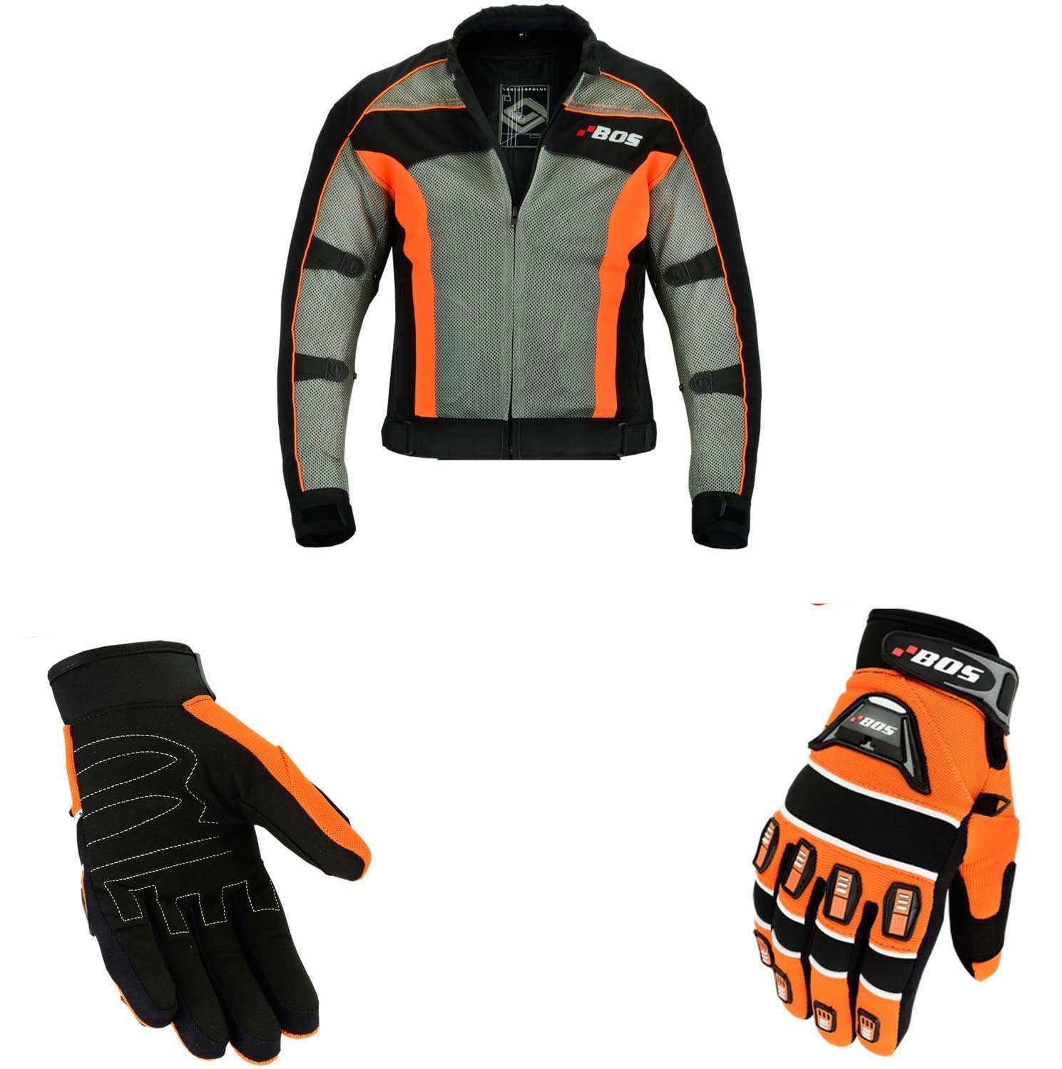 Motorradkombi Biker Motorrad Textil Kombi wasserdichte Jacke, Hosen (2XL, Neon Orange) von BOSMoto