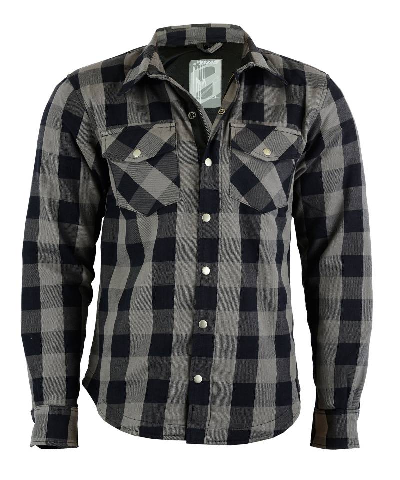 Kevlar Hemd Jacke Lumberjack Lumber Jack Shirt (M, Grau Schwarz) von BOSmoto