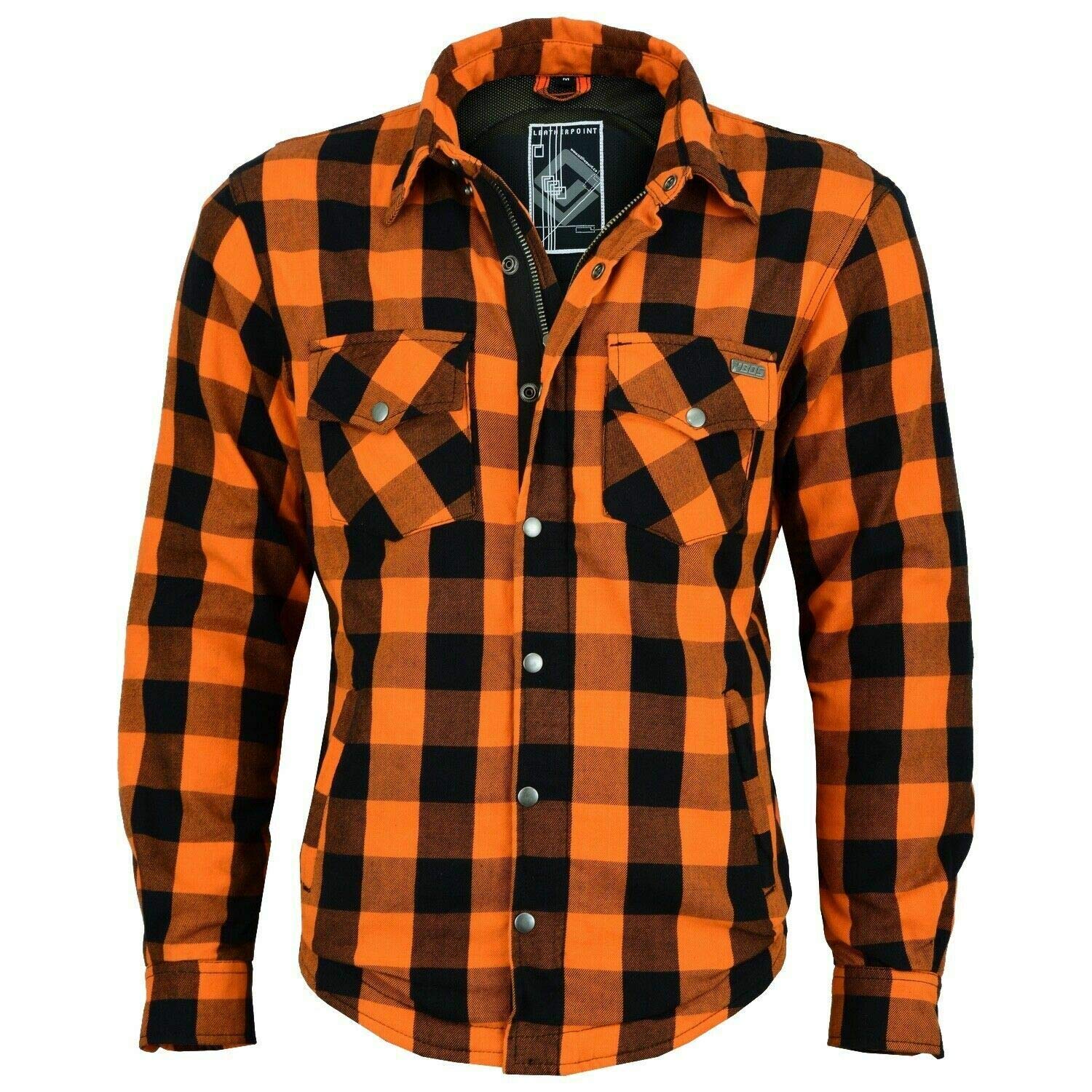 Kevlar Hemd Jacke Lumberjack Lumber Jack Shirt (XXL, Orange Schwarz) von BOSmoto