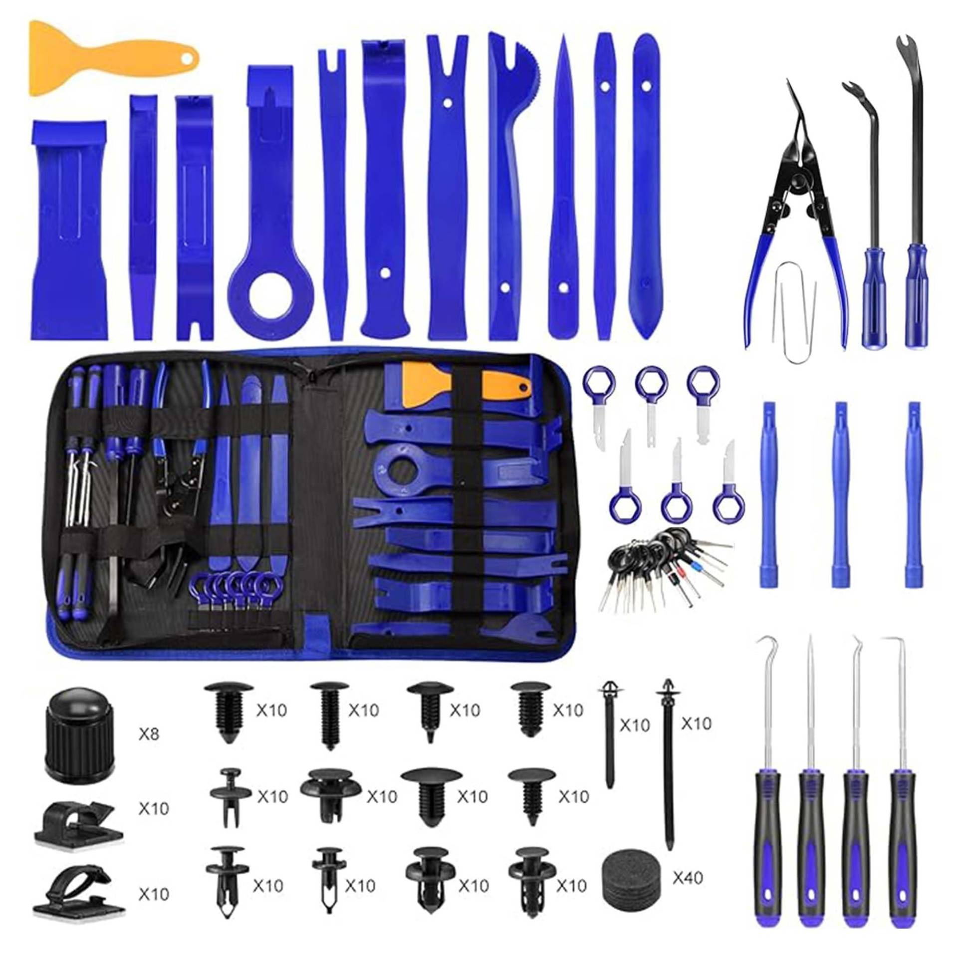 BOTEWO 250tlg Demontage Werkzeug Auto: Trim Removal Kunststoff Hebelwerkzeug Auto Zierleistenkeile Verkleidungs Werkzeug mit Tragetasche für Auto Türverkleidung Tür Audio Radio BOTEWO 250tlg Demontage Werkzeug Auto: Trim Removal Kunststoff Hebelwerkzeug Auto Zierleistenkeile Verkleidungs Werkzeug mit Tragetasche für Auto Türverkleidung Tür Audio Radio von BOTEWO