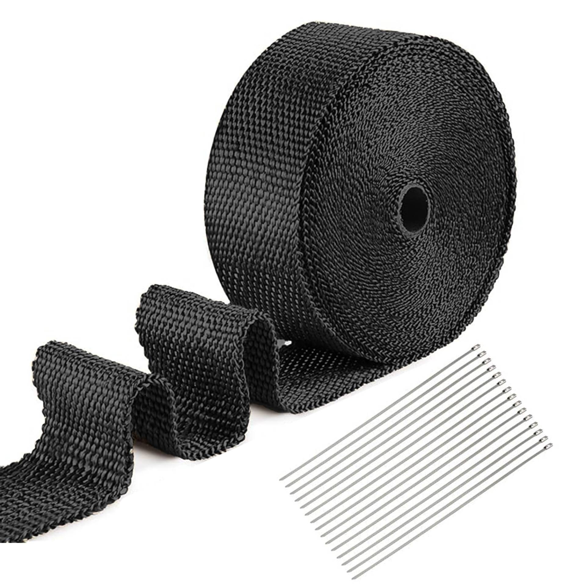Hitzeschutzband Auspuff 15M X 5CM:Auspuff Dichtband Hitzebeständig mit 15 Edelstahl Kabelbinder Hitzeband Auspuffband Hitzeschutz Bandage für Die Meisten Autos und Motorräder Geeignet Sind Schwarz Hitzeschutzband Auspuff 15M X 5CM:Auspuff Dichtband Hitzebeständig mit 15 Edelstahl Kabelbinder Hitzeband Auspuffband Hitzeschutz Bandage für Die Meisten Autos und Motorräder Geeignet Sind Schwarz von BOTEWO