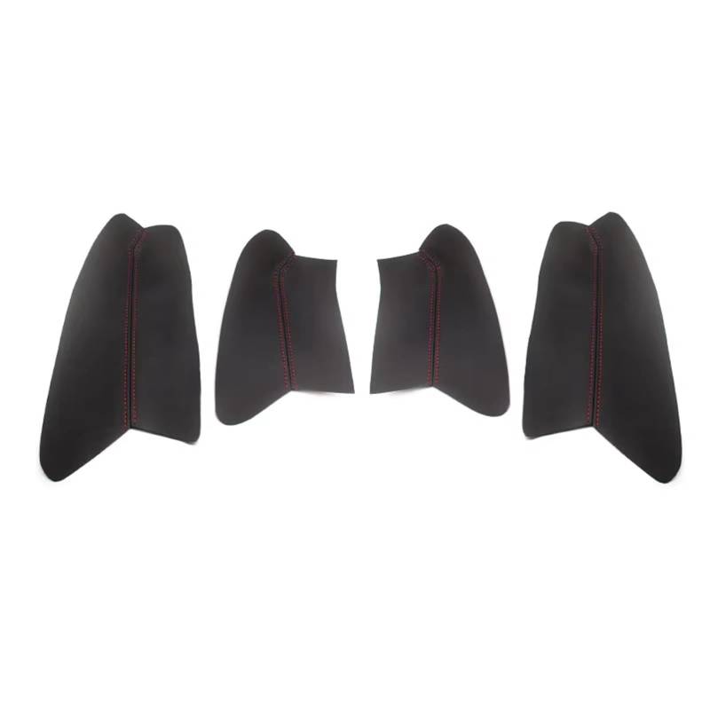 Auto Trim Cover Für Ford Für Focus 2019 Auto Innentür Armlehne Panel Haut Abdeckung Trim 4 Stücke Mikrofaser Leder Tür Panel Abdeckung Auto Dekoration(Black with Red) von BPBHFFNMW