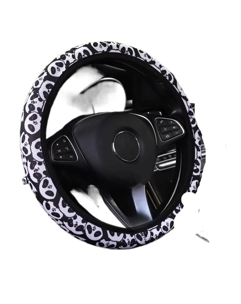 Lenkradbezug Abdeckung Handbremse Abdeckung Griff Abdeckung 3 Stück Stoff Karo Blume Spinnennetz Auto Ohne Innenring Lenkrad Auto Lenkradschutz(Panda) von BPBHFFNMW