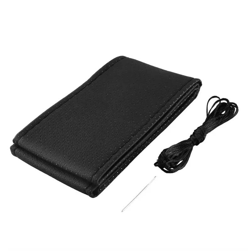 Lenkradbezug Auto-Innenraum-Modifikation, Handgenähte Stricklinie, Lenkrad-Schutzhülle, Strukturiertes Polsterleder Auto Lenkradschutz(Black Thread) von BPBHFFNMW