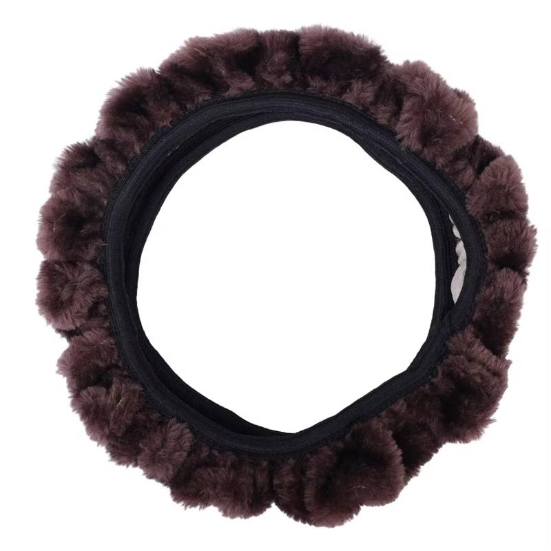 Lenkradbezug Dicker Plüschkragen, Weich, rutschfest, Für Damen Und Herren, Auto-Lenkradabdeckung, Schalthebel-Handbremsabdeckung, Schutz, Dekoration, Winter Warm Auto Lenkradschutz(Coffee) von BPBHFFNMW