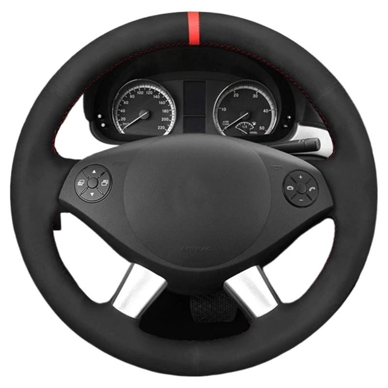 Lenkradbezug Für Benz Für W639 Für Viano Für Vito 2010-2015 Für Valente 2012-2015 Schwarz Wildleder Leder Geflecht Auto Lenkrad Abdeckung Auto Lenkradschutz(Red Blue Thread) von BPBHFFNMW