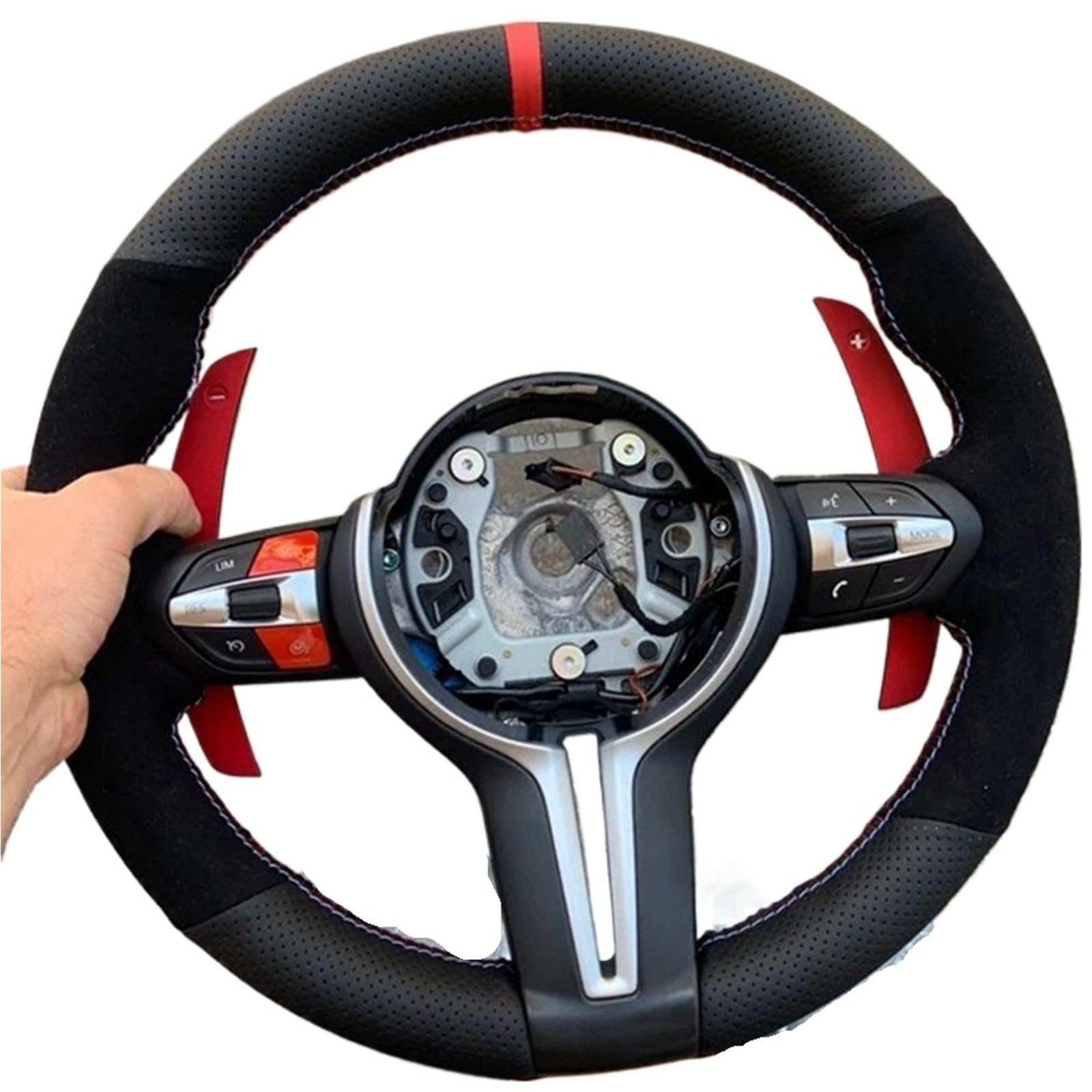 Lenkradbezug Für F87 M2 F80 M3 F82 M4 M5 F12 F13 M6 F85 X5 M F86 X6 F33 F30 rutschfeste Schwarz Leder Wildleder Auto Lenkrad Abdeckung Auto Lenkradschutz(Style 6) von BPBHFFNMW