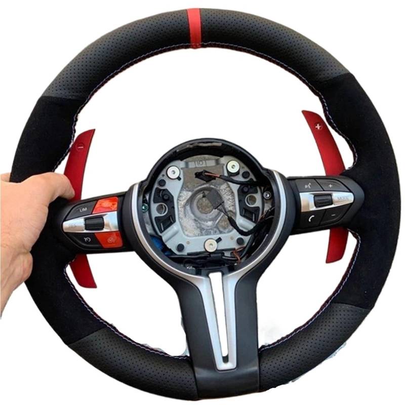 Lenkradbezug Für F87 M2 F80 M3 F82 M4 M5 F12 F13 M6 F85 X5 M F86 X6 F33 F30 rutschfeste Schwarz Leder Wildleder Auto Lenkrad Abdeckung Auto Lenkradschutz(Style 6) von BPBHFFNMW