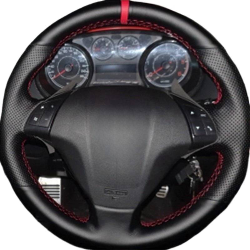 Lenkradbezug Für FIAT Für Punto Für Bravo Für Linea Für Qubo Für Doblo Für Grande Für Punto Künstliche Leder Geflecht Auto lenkrad Abdeckung Wrap Auto Lenkradschutz(Red Thread) von BPBHFFNMW