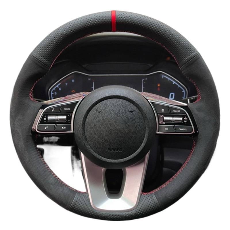 Lenkradbezug Für Kia Für K5 Für Optima 2019 Für Cee'd Für Ceed 2019 Für Forte Für Cerato (AU) 2018 Auto Lenkrad Abdeckung Wildleder Leder Auto Lenkradschutz(Blue Thread) von BPBHFFNMW