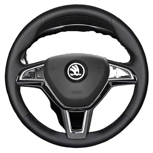 Lenkradbezug Für Octavia 2017 Für Fabia 2016 2017 Für Rapid Für Spaceback 2016 Für Superb Auto Lenkrad Abdeckung Leder Auto Lenkradschutz(Gray Thread) von BPBHFFNMW