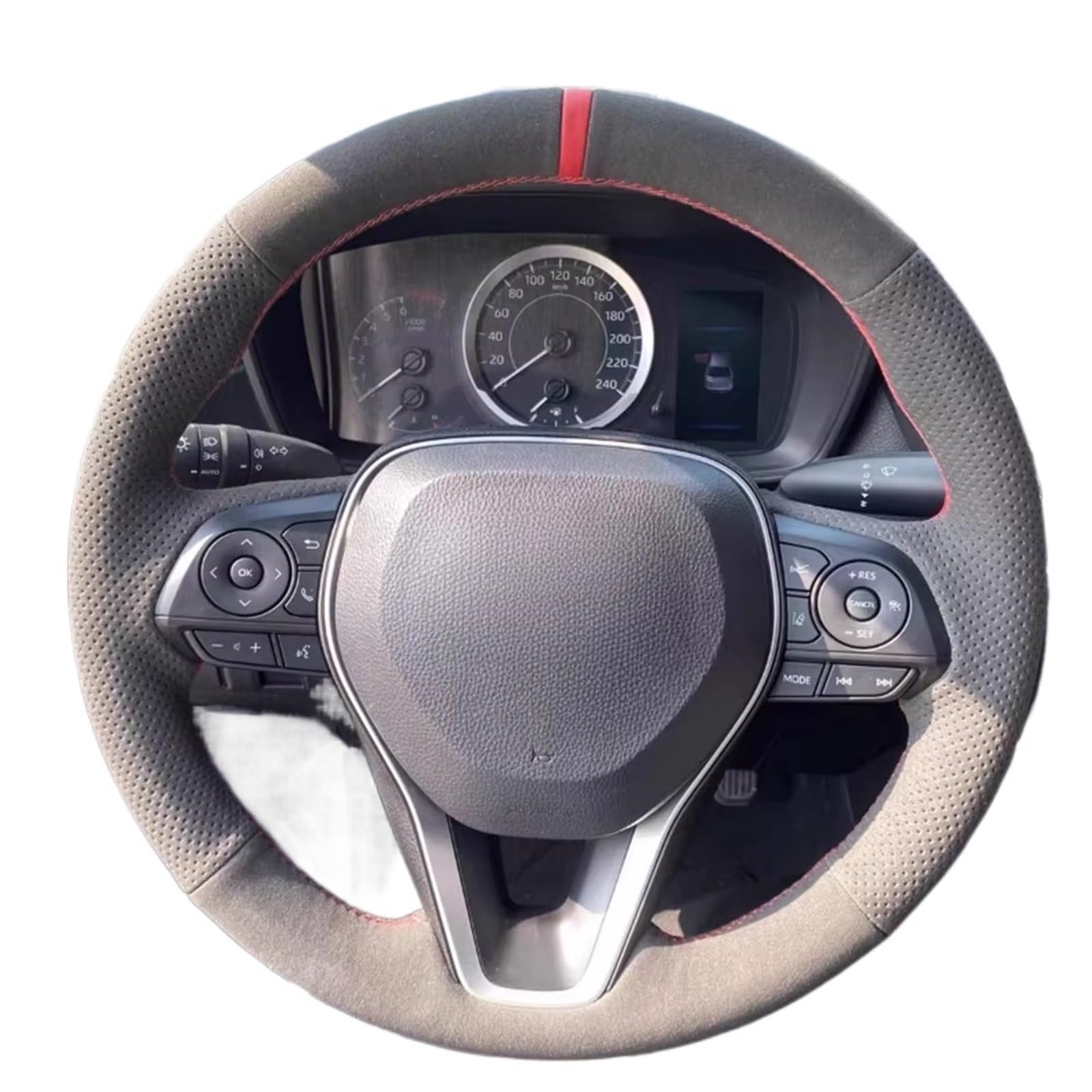 Lenkradbezug Für Toyota Für Avalon Für Camry Für Crown 2018-2021 Für RAV4 2019 Für Corolla 2018-2021 Hand Nähen Auto Lenkrad Abdeckung Auto Lenkradschutz(White Thread) von BPBHFFNMW