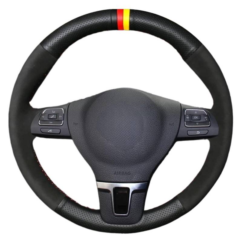Lenkradbezug Für VW Für GOL Für Tiguan Für Passat Für B7 Für Passat CC Für Tour Nicht-Slip Schwarz Wildleder Auto Lenkrad Abdeckung Auto Lenkradschutz(Gray Thread) von BPBHFFNMW