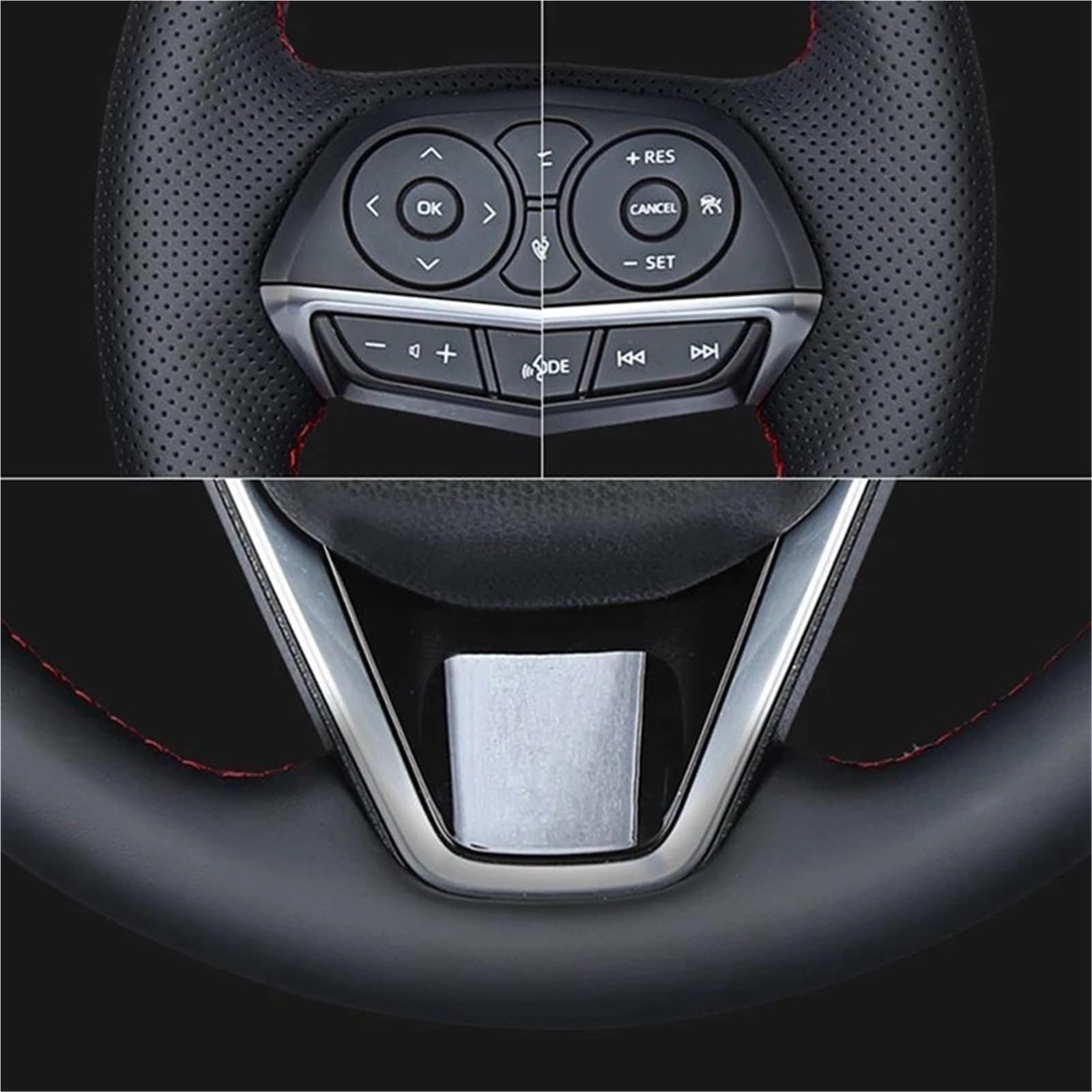 Lenkradbezug Für VW Für Golf 7 Für Mk7 Für Touran Für Up Für Polo Für Jetta Für B8 Für Tiguan Auto Lenkrad Geflecht Abdeckung Schwarz Künstliche Leder Auto Lenkradschutz(Red Thread) von BPBHFFNMW